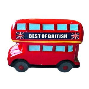 Vintage British Bus Salt or Pepper Shaker Double Decker Red England